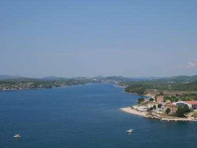 View of beach Banj and Sibenik sea from St