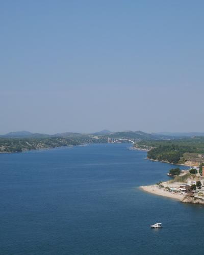 View of beach Banj and Sibenik sea from St