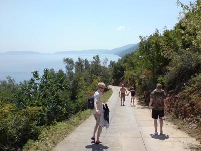 Walking down to the beach at Beli