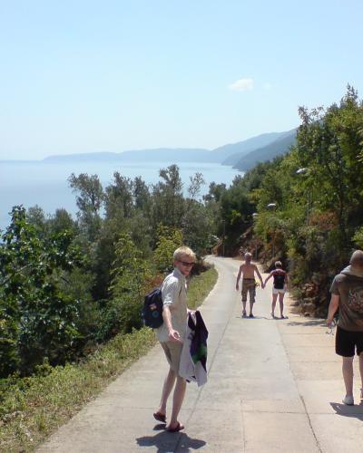 Walking down to the beach at Beli